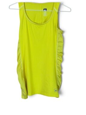 REI Women's Bright Yellow Athletic Scrunch Sides Tank Top